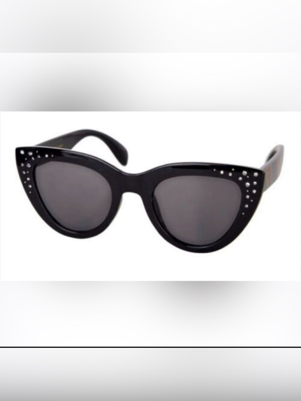 Betsey Johnson Black Cat-Eye Sunglasses with Rhinestones EUC